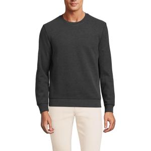 Lands’ End Men’s Long Sleeve Serious Sweats Crewneck Sweatshirt(Dark Charcoal Heather)