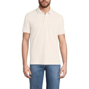 Lands’ End Men’s Short Sleeve Travel Kit Polo(Ivory Latte Birdseye)