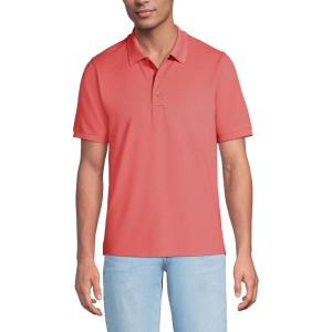 Lands’ End Men’s Short Sleeve Travel Kit Polo(Sea Coral Birdseye)