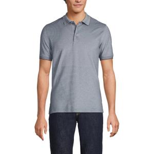 Lands’ End Men’s Short Sleeve Travel Kit Polo(Steel Gray Birdseye)