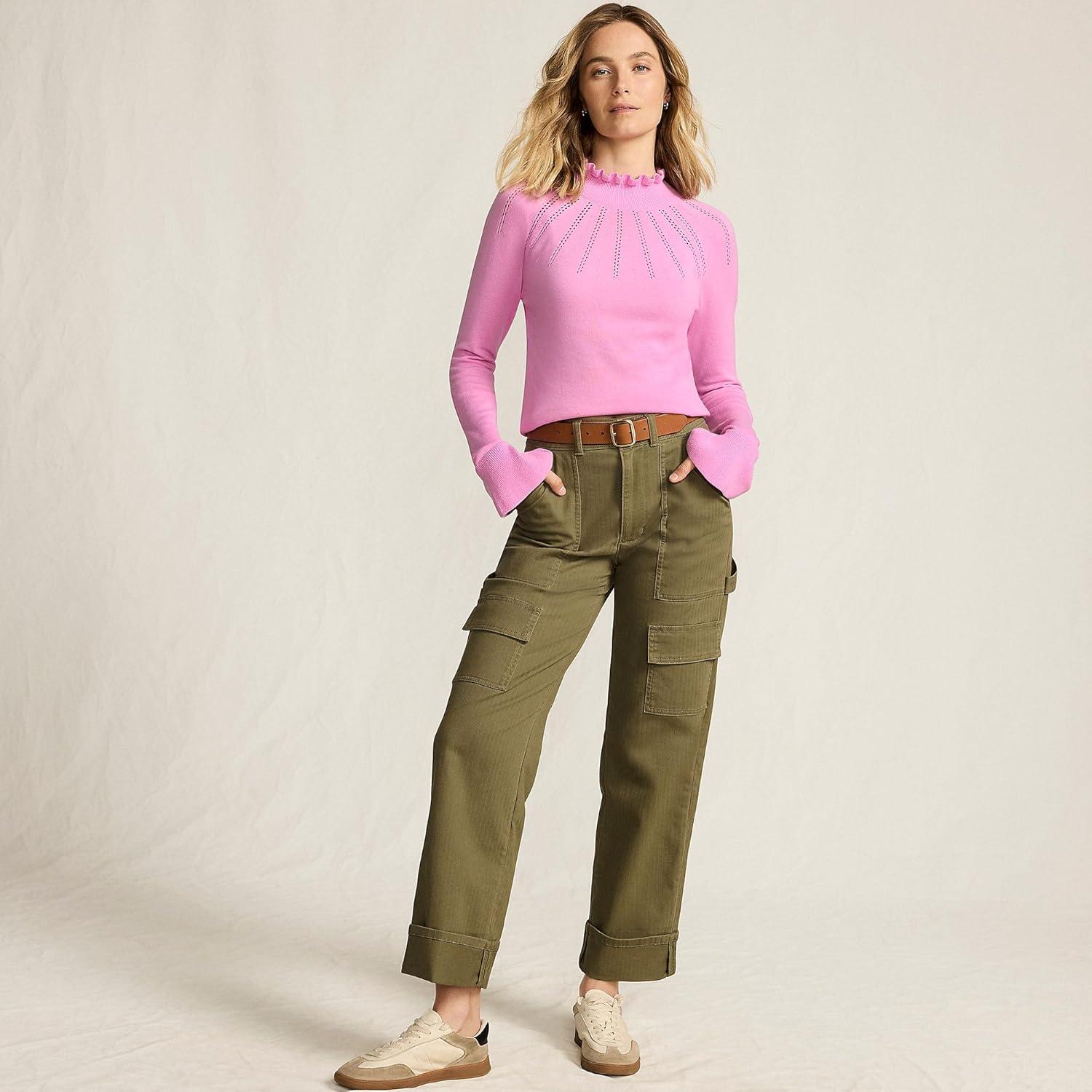imageLands End Womens Cotton Pointelle Turtleneck SweaterAster Pink