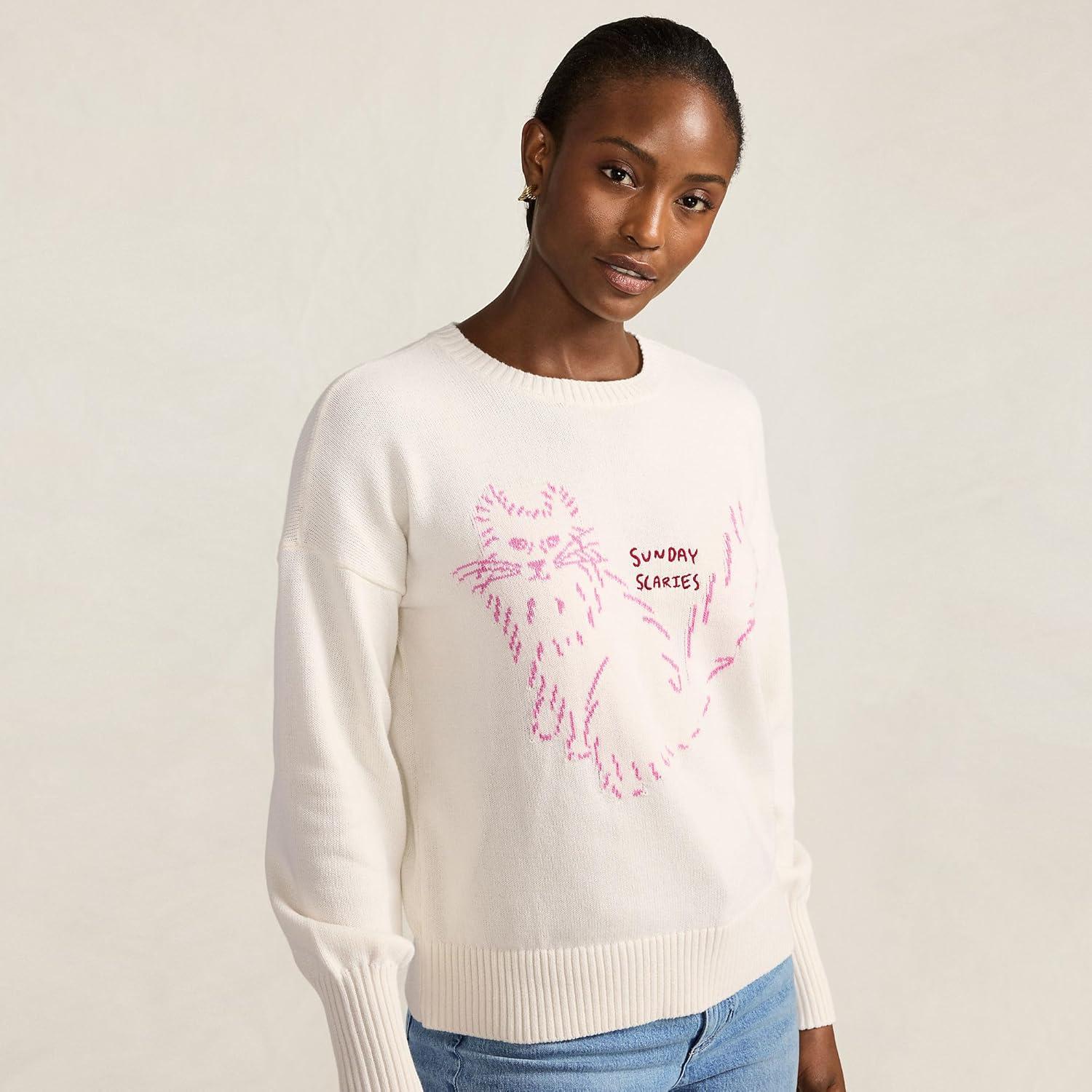 imageLands End Womens Drifter Jersey Crewneck SweaterSunday ScariesIvory