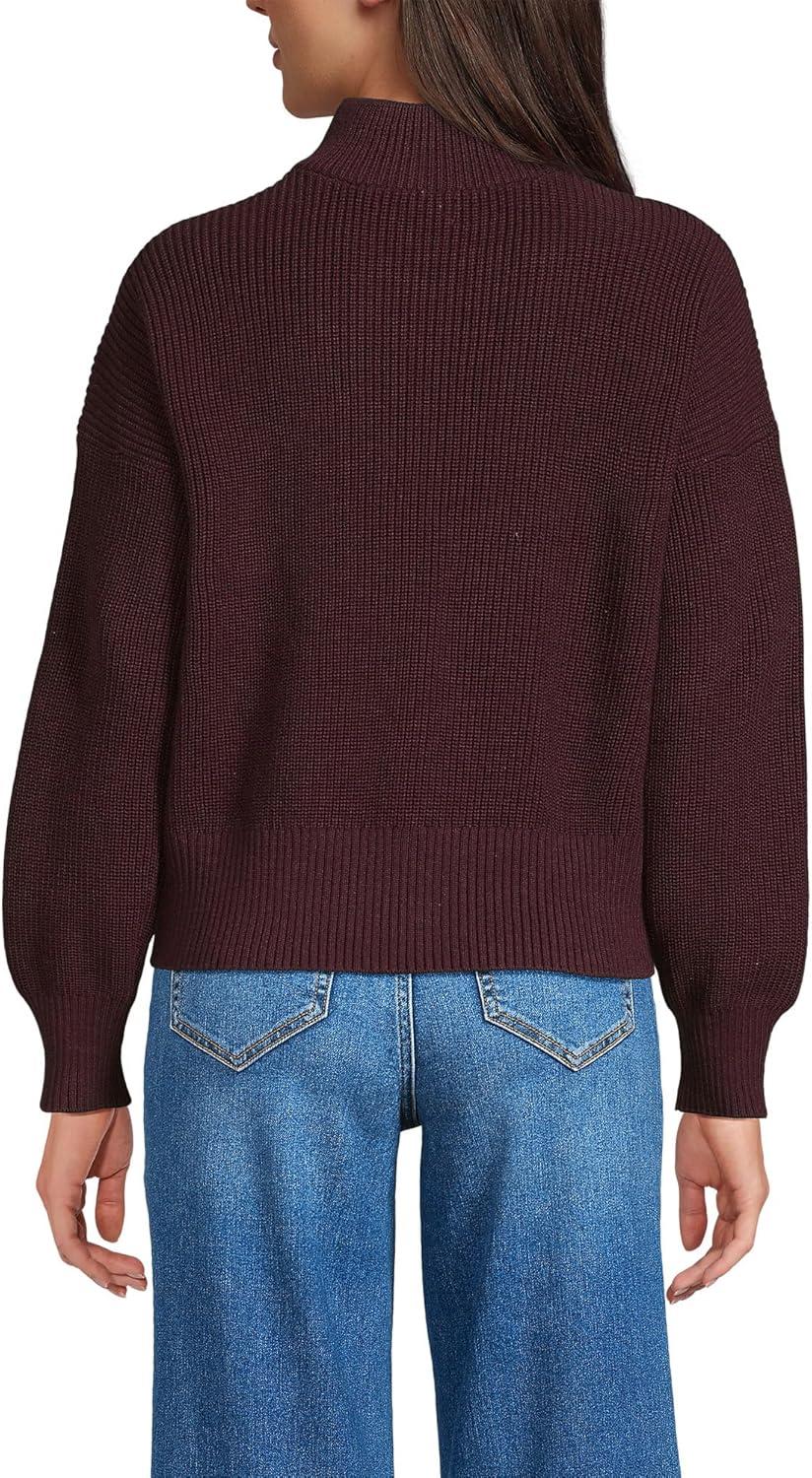 imageLands End Womens Drifter Shaker Wedge Quarter Zip SweaterAged Wine Heather