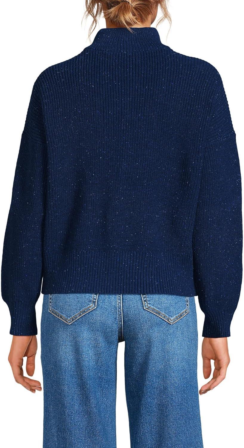 imageLands End Womens Drifter Shaker Wedge Quarter Zip SweaterNavy Ice Multi Donegal