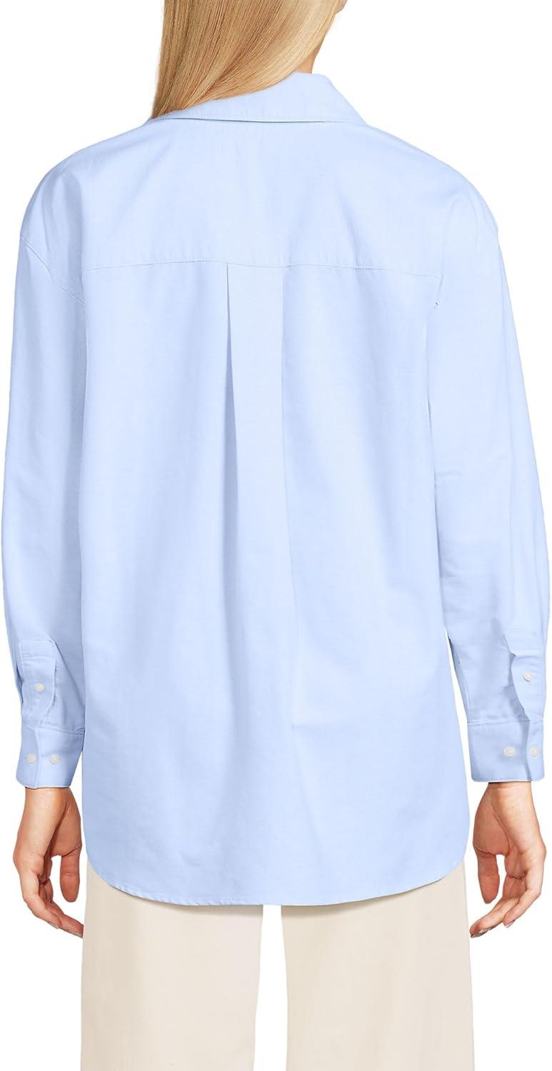 imageLands End Womens Oversized Oxford Button Front ShirtClear Blue Sky