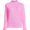 Lands’ End Women’s Cotton Pointelle Turtleneck Sweater(Aster Pink)