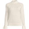 Lands’ End Women’s Cotton Pointelle Turtleneck Sweater(Fresh Ivory)