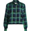 Lands’ End Women’s Cropped Flannel Shirt(Rich Clover/Navy Plaid)