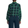 Lands’ End Women’s Cropped Flannel Shirt(Rich Clover/Navy Plaid)