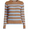 Lands’ End Women’s Drifter Modern Cable Crew Sweater(Canyon Camel/Blue Stripe)