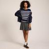 Lands’ End Women’s Drifter Modern Cable Crew Sweater(Deep Sea Navy/Ivory Stripe)