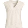 Lands’ End Women’s Drifter Modern Cable V Neck Vest Sweater(Fresh Ivory)