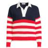 Lands’ End Women’s Drifter Rugby with Woven Collar Sweater(Red/Ivory American Flag)