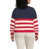 Lands’ End Women’s Drifter Rugby with Woven Collar Sweater(Red/Ivory American Flag)