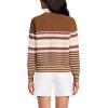Lands’ End Women’s Drifter Rugby with Woven Collar Sweater(Rich Ginger Multi Stripes)