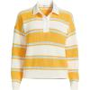 Lands’ End Women’s Drifter Rugby with Woven Collar Sweater(Sunkissed Yellow Stripes)