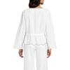 Lands’ End Women’s Embroidered Poplin Long Sleeve Blouse(White)