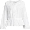 Lands’ End Women’s Embroidered Poplin Long Sleeve Blouse(White)