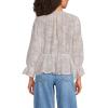 Lands’ End Women’s Feminine Ruffle Chiffon V Neck Blouse(Ivory)
