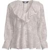 Lands’ End Women’s Feminine Ruffle Chiffon V Neck Blouse(Ivory)
