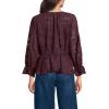 Lands’ End Women’s Feminine Ruffle Chiffon V Neck Blouse(Lush Burgundy)