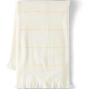 Lands’ End Heavyweight Cashtouch Throw Aegean Coast Windowpane 50″ x 60″(Ivory/Simply Yellow Windowpane)