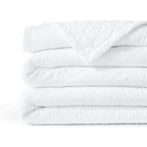 Lands’ End Solid Diamond Double Voile Quilt Bering Sea Blue Full-Queen(White)