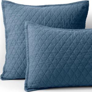 Lands’ End Solid Diamond Double Voile Sham Bering Sea Blue Standard(Bering Sea Blue)
