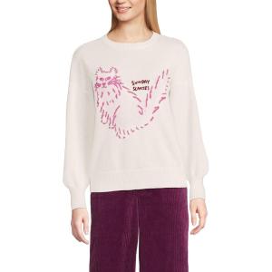 Lands’ End Women’s Drifter Jersey Crewneck Sweater(Sunday Scaries/Ivory)