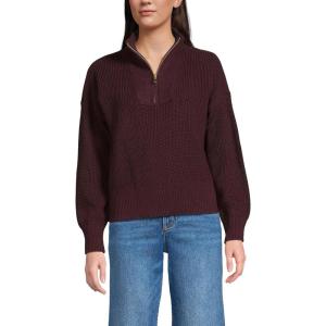 Lands’ End Women’s Drifter Shaker Wedge Quarter Zip Sweater(Aged Wine Heather)