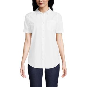 Lands’ End Women’s Short Sleeve No Iron Shirt(White)