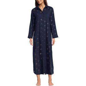 Lands’ End Women’s Eyelet Button Down Maxi Cover-up Dress(Deep Sea Navy)