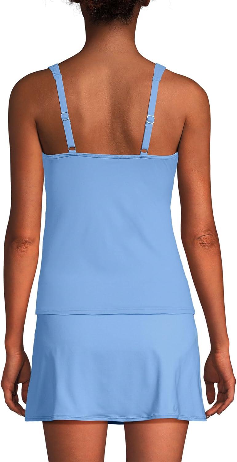 imageLands End Womens Chlorine Resistant Wrap Tankini Swimsuit TopLake Blue