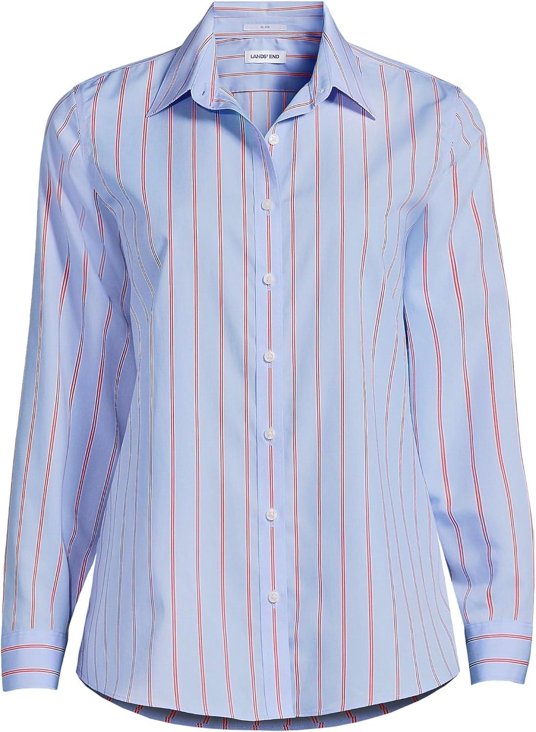 imageLands End Womens Pinwale Cord Long Sleeve ShirtLight Sea Blue Rail Stripe
