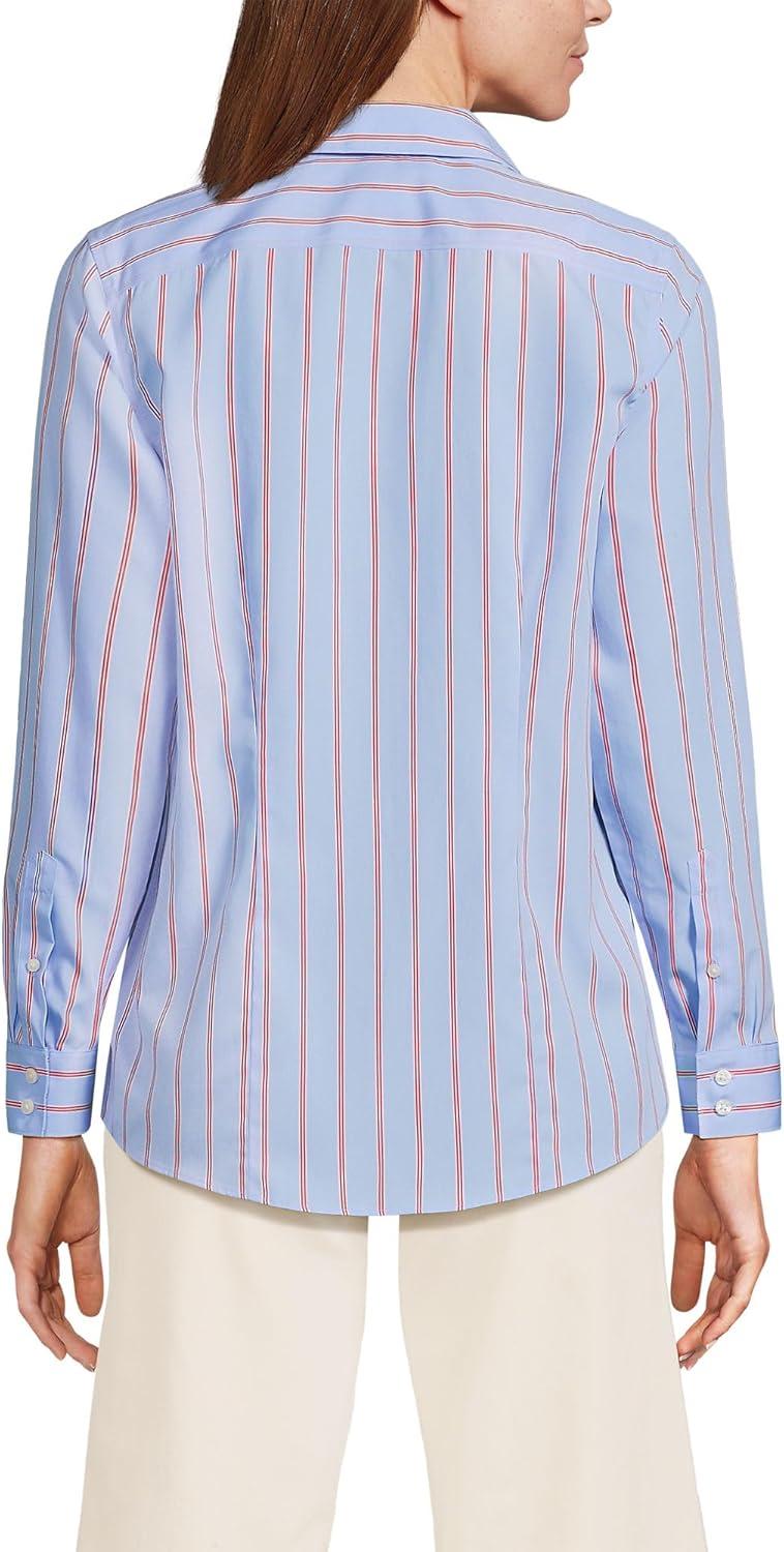 imageLands End Womens Pinwale Cord Long Sleeve ShirtLight Sea Blue Rail Stripe