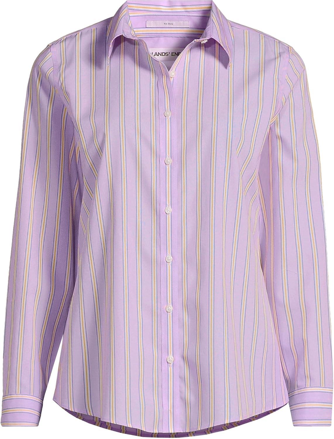 imageLands End Womens Pinwale Cord Long Sleeve ShirtLilac Breeze Stripe