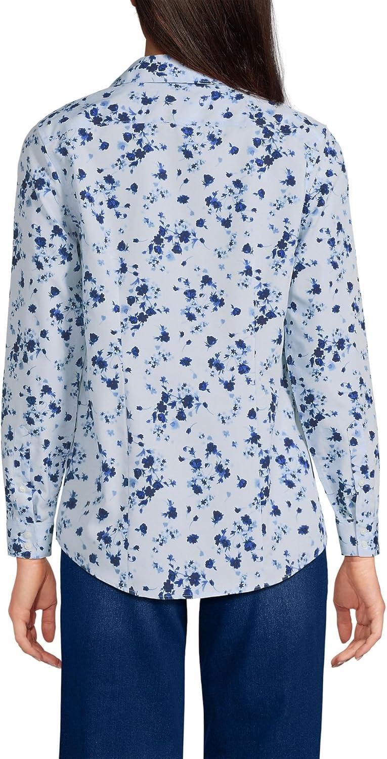 imageLands End Womens Pinwale Cord Long Sleeve ShirtSerene Blue Poetic Floral