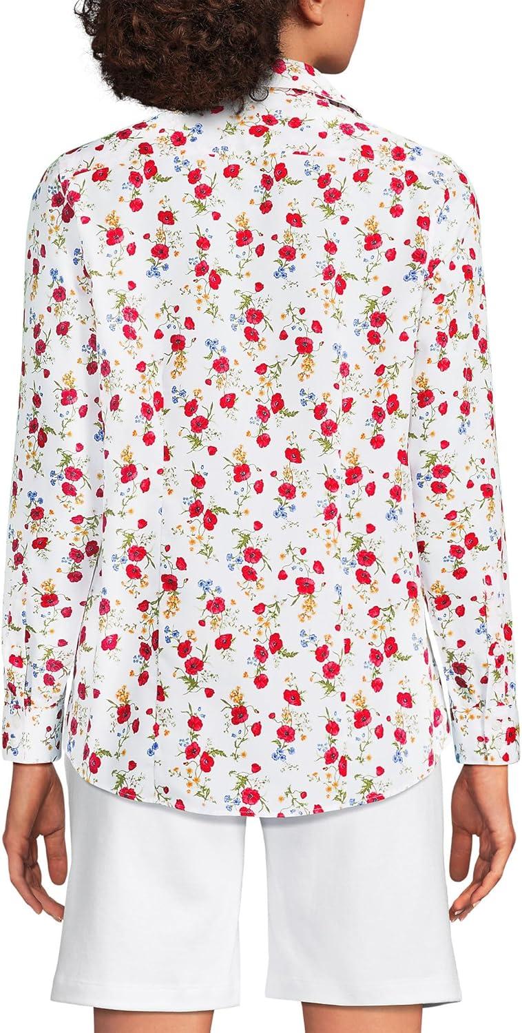 imageLands End Womens Pinwale Cord Long Sleeve ShirtWhite Multi Poppy Floral