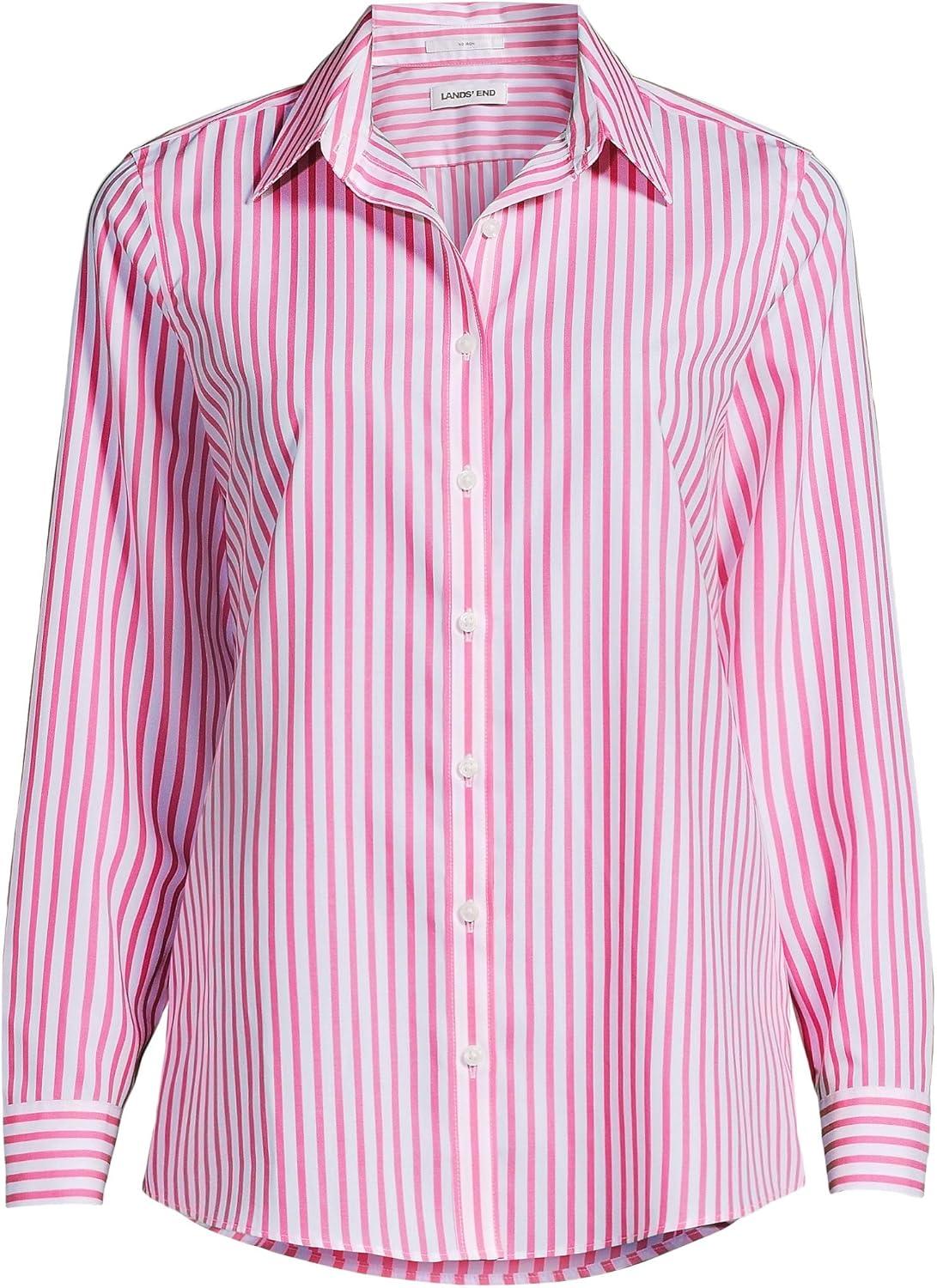 imageLands End Womens Pinwale Cord Long Sleeve ShirtWhiteApple Blossom Stripe