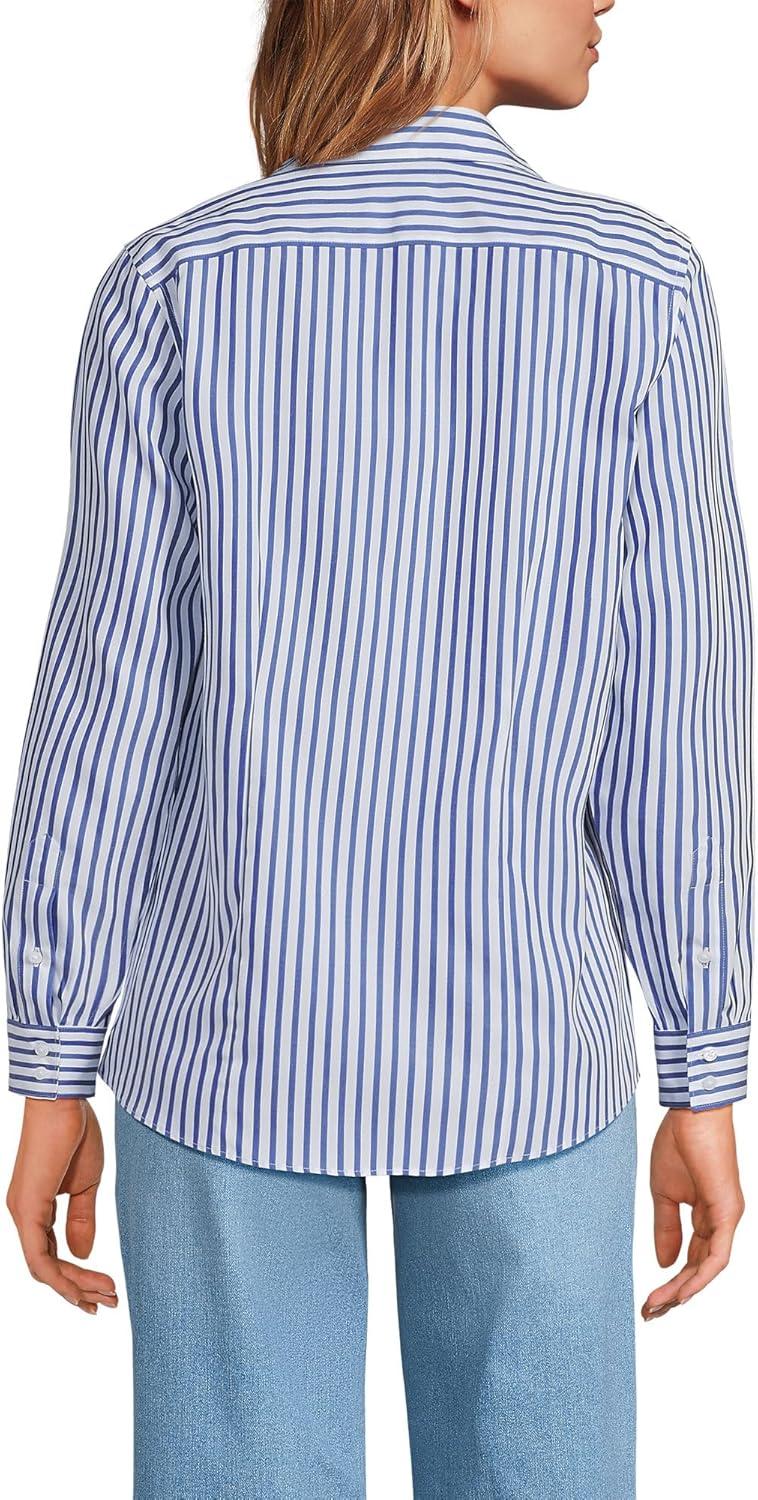 imageLands End Womens Pinwale Cord Long Sleeve ShirtWhiteCobalt Blue Stripe