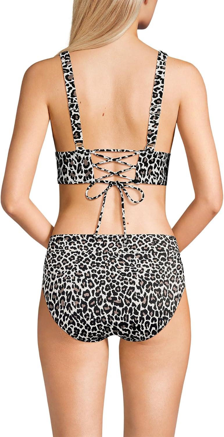 imageLands End Womens Plunge Bikini TopBlack Leopard