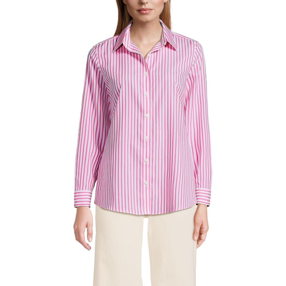 imageLands End Womens Pinwale Cord Long Sleeve ShirtWhiteApple Blossom Stripe