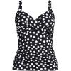 Lands’ End Women’s Chlorine Resistant Wrap Tankini Swimsuit Top(Black/Egret White Tossed Dots)