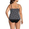 Lands’ End Women’s Chlorine Resistant Wrap Tankini Swimsuit Top(Black/Egret White Tossed Dots)