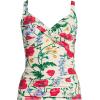 Lands’ End Women’s Chlorine Resistant Wrap Tankini Swimsuit Top(Egret/Poppy Floral)