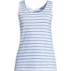 Lands’ End Women’s Cotton Tank Top(Light Sea/Clear Blue Stripe)