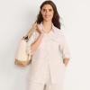 Lands’ End Women’s Linen Roll Sleeve Relaxed Tunic Top(Champagne/Linen)