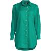 Lands’ End Women’s Linen Roll Sleeve Relaxed Tunic Top(Island Emerald)