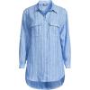 Lands’ End Women’s Linen Roll Sleeve Relaxed Tunic Top(Soft Blue Linen Stripe)