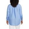 Lands’ End Women’s Linen Roll Sleeve Relaxed Tunic Top(Soft Blue Linen Stripe)